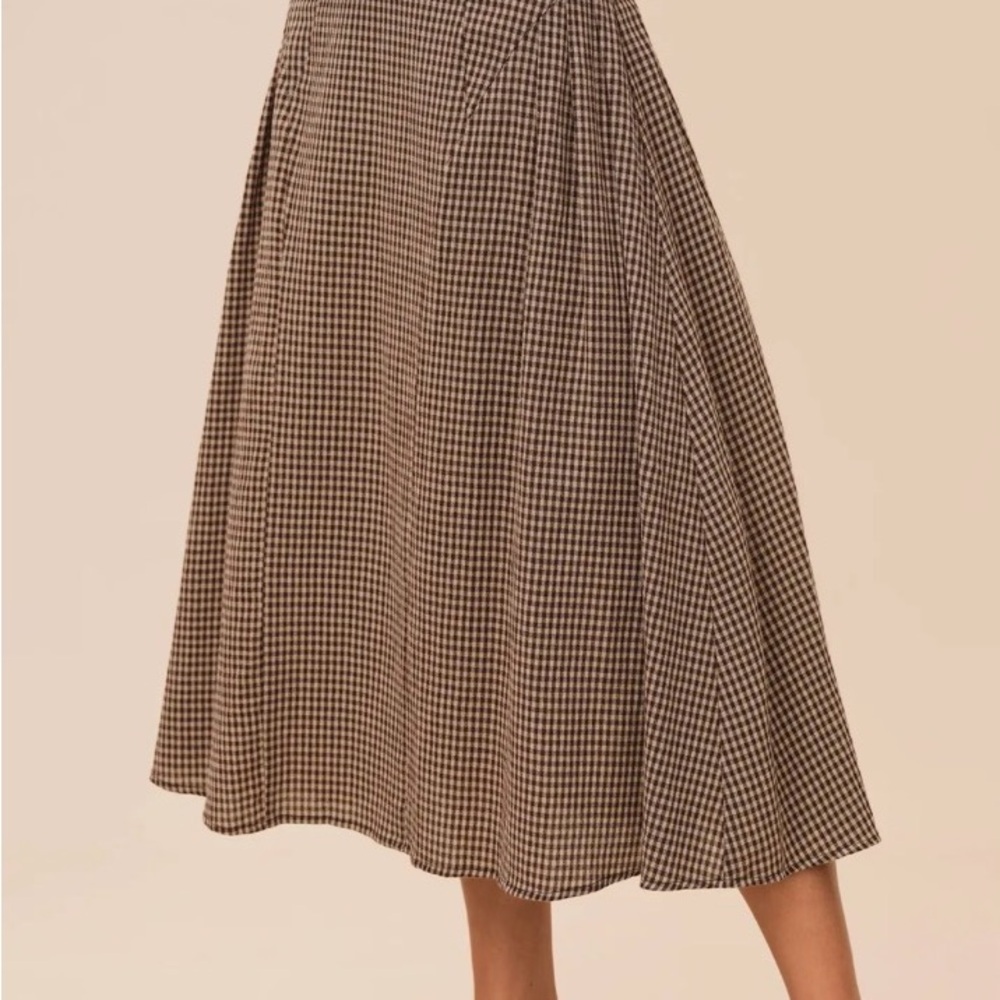 Women's Brown Houndstooth Midi Skirt - Picture 2 of 4
